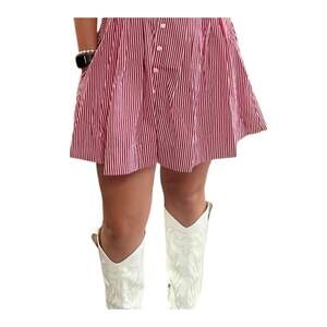 NEW STAR DROP striped button down mini dress in red